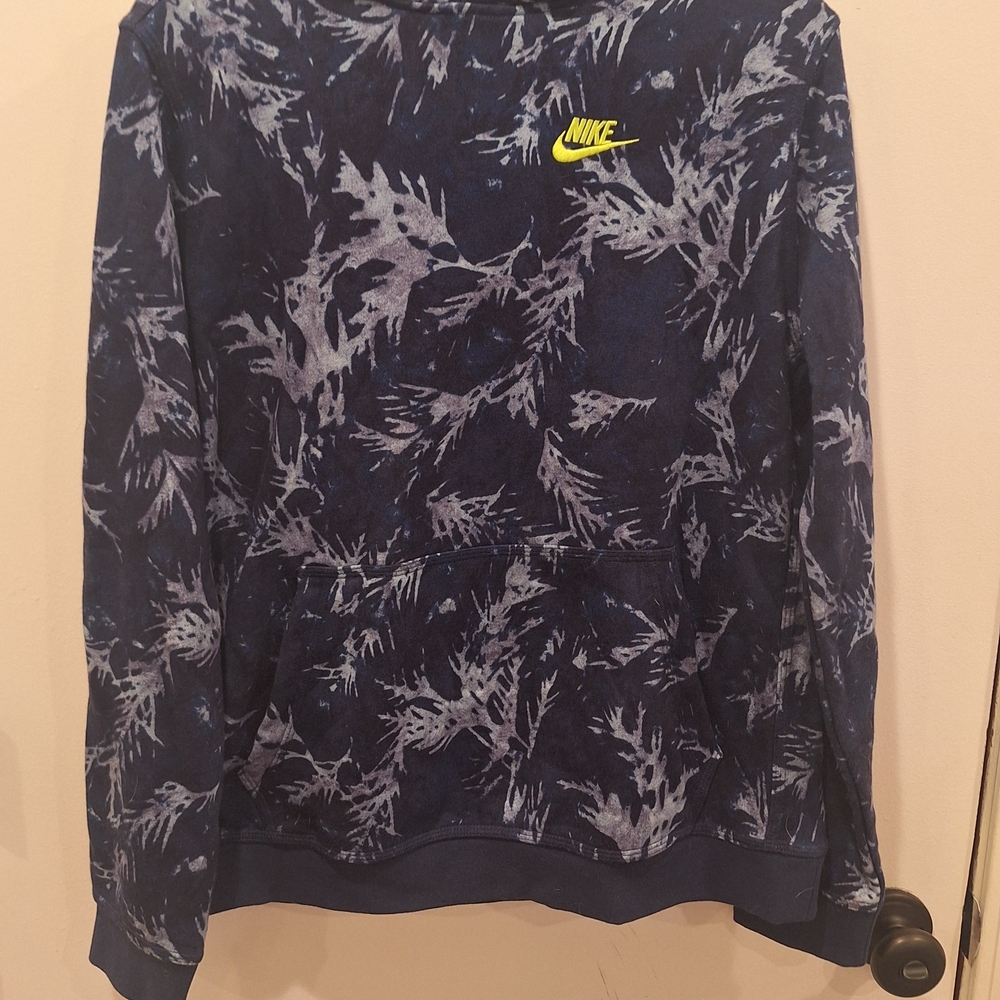 Nike Blue and White Patterned Hoodie